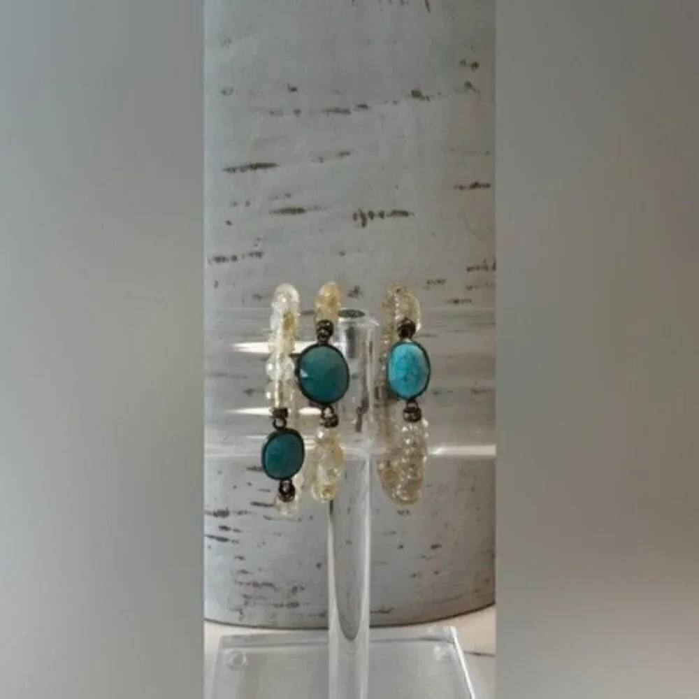 Bracelet Set of 3 Bracelets with Turquoise Charms - Teen Girls Trendy Stuff